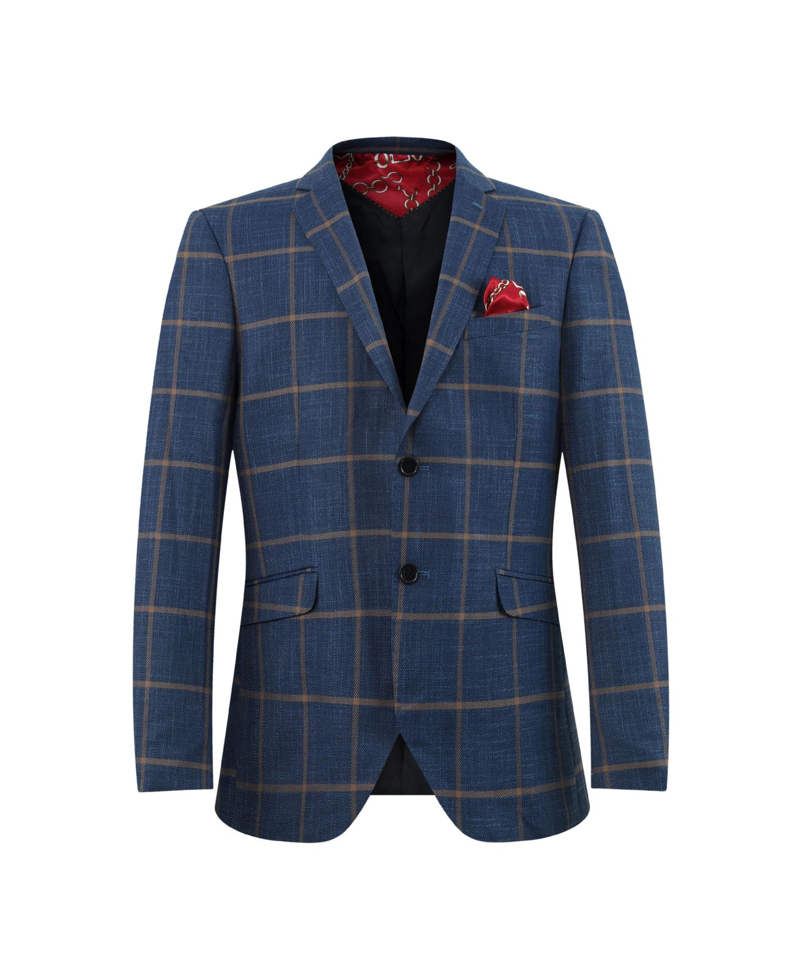 Elie Balleh Boys Navy Slim Fit Plaid Jacket