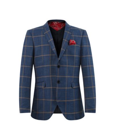 Elie Balleh Boys Navy Slim Fit Plaid Jacket