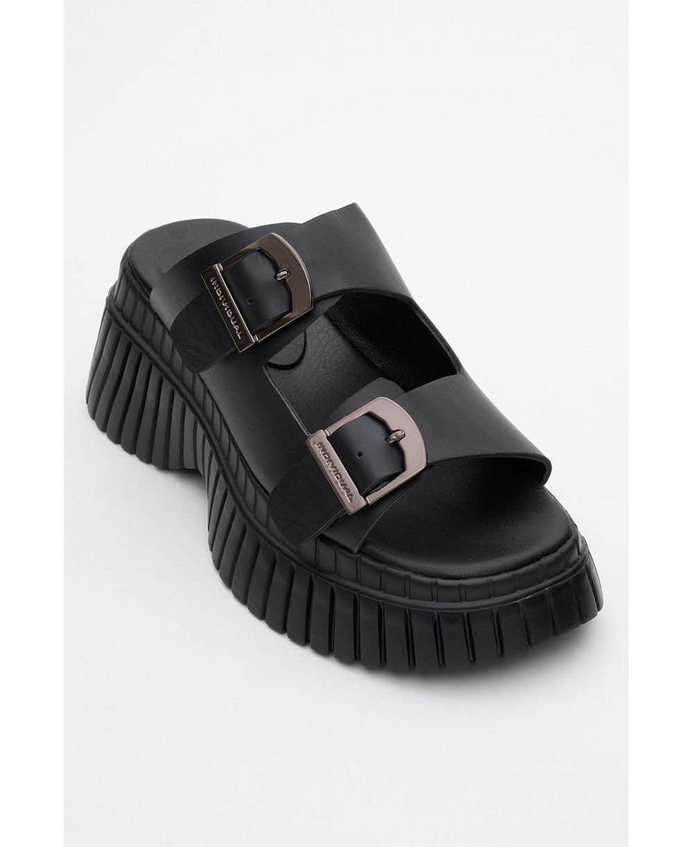 Forever & Always Shoes Women's Joanes Leather Two-Strap Platform Sandal