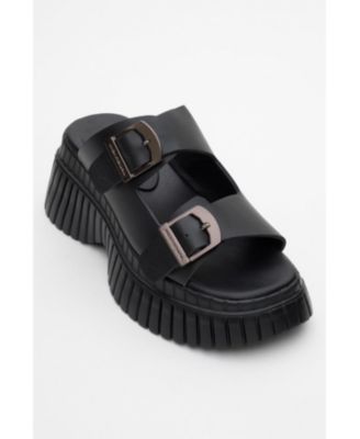 Forever & Always Shoes Женские кожаные босоножки на платформе с двумя ремешками