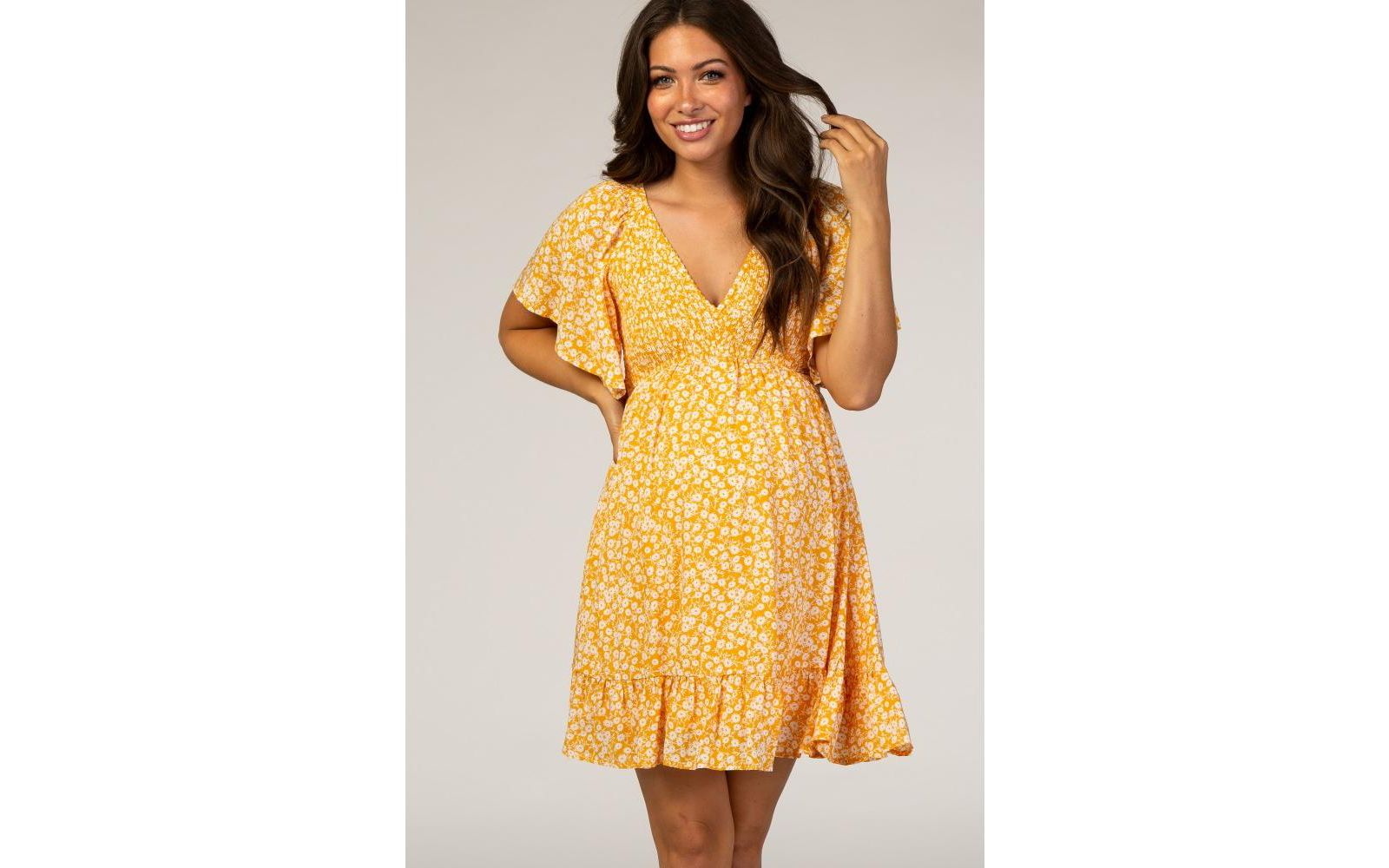Женское платье Pinkblush Yellow Floral Smocked Ruffle