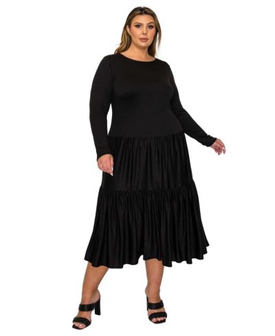 L I V D Plus Size Eliana Tiered Midi Dress