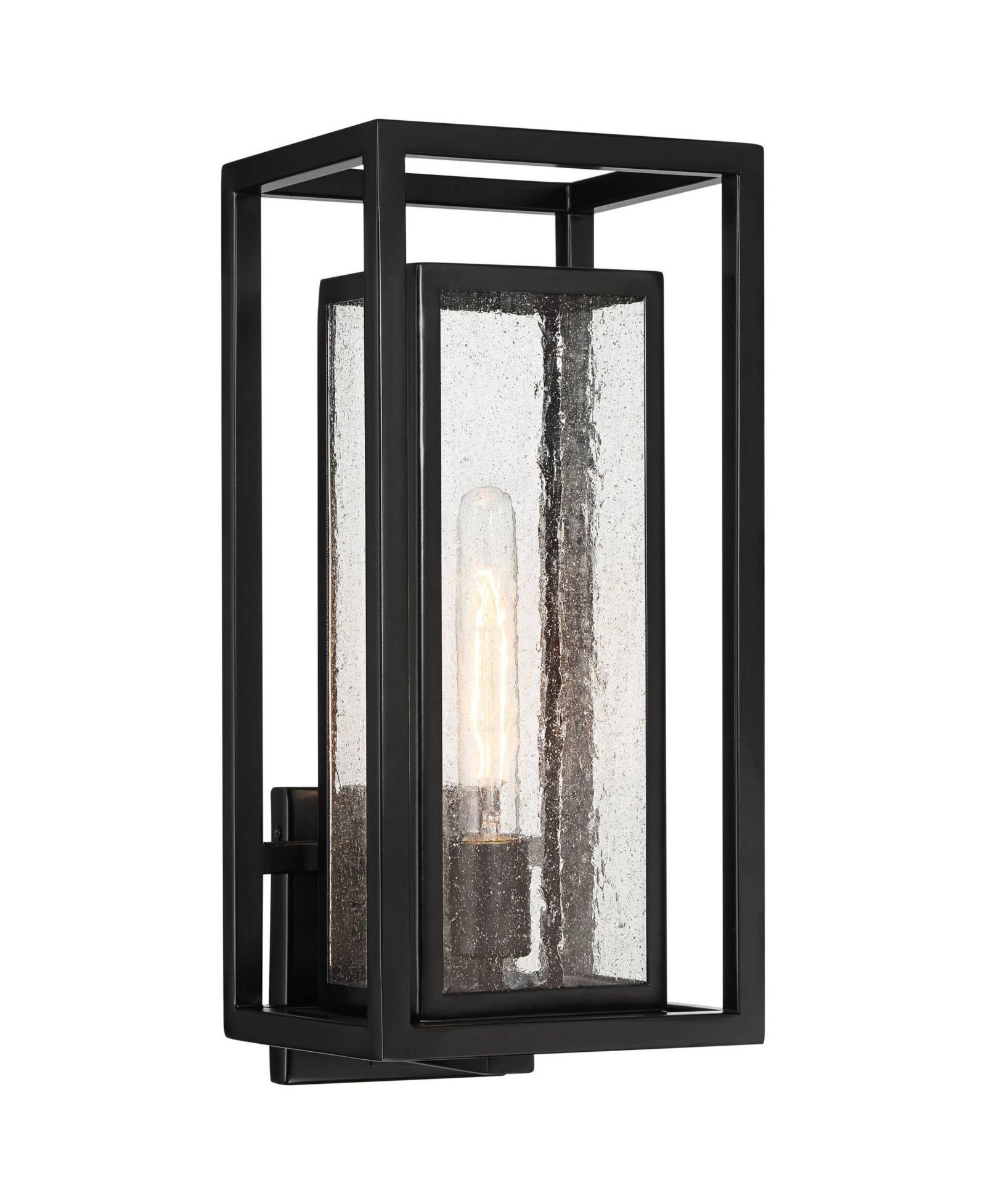 Possini Euro Design Amir 18" High Modern Outdoor Wall Light Fixture Mount Porch House Weatherproof Black Clear Glass Shade