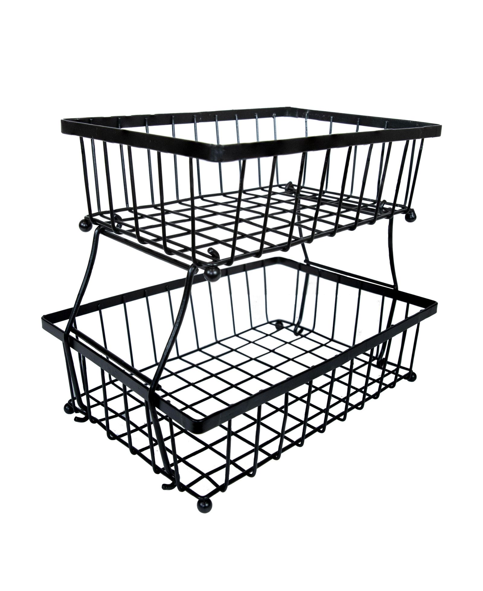 Sunnydaze Decor Indoor Metal Wire 2-Tier Collapsible Tabletop Storage Basket