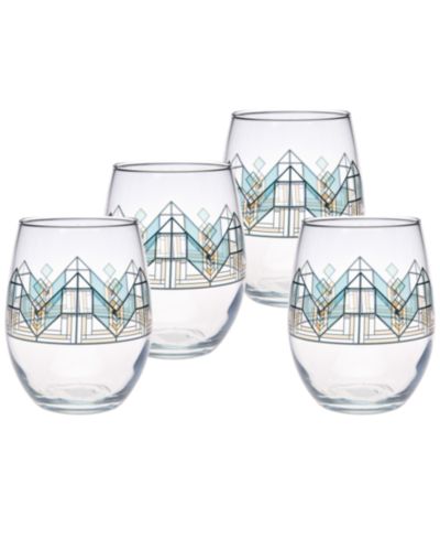Frank Lloyd Wright Lake Geneva Tulip Stemless Wine Glasses, набор из 4 шт