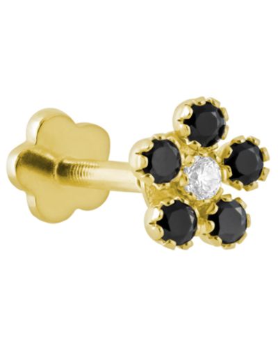 Серьги-гвоздики с белым топазом в 14k желтом золоте