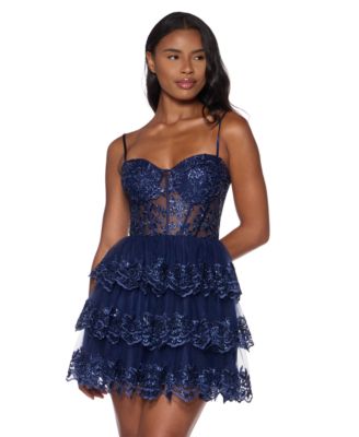 Alex & Sophia Juniors' Embellished Short Fit & Flare Dress