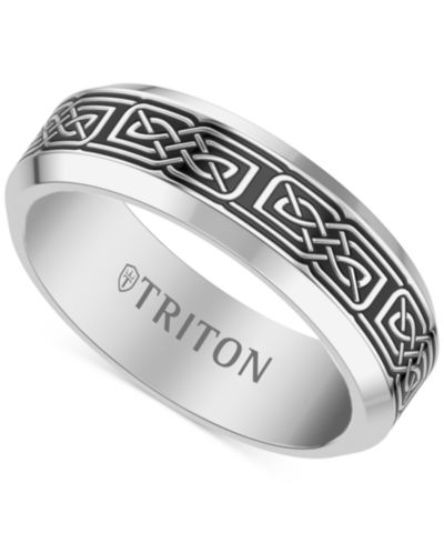 Мужское кольцо Triton с кельтским дизайном из серого и черного вольфрама
