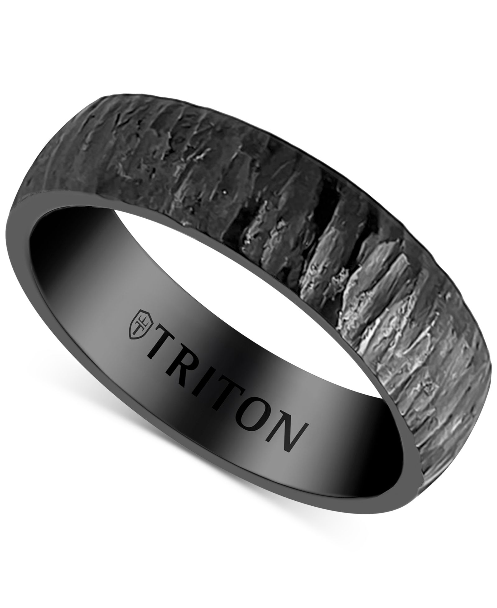 Triton Men's Hammered Texture Band in Black Titanium