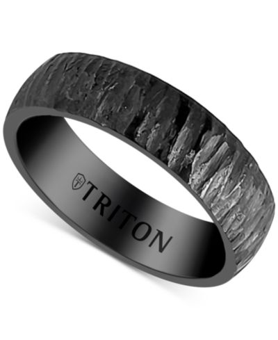Мужское кольцо Triton с текстурой Hammered из черного титана