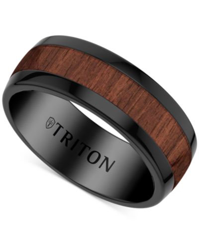 Кольцо Triton с деревянной вставкой из черного карбида вольфрама