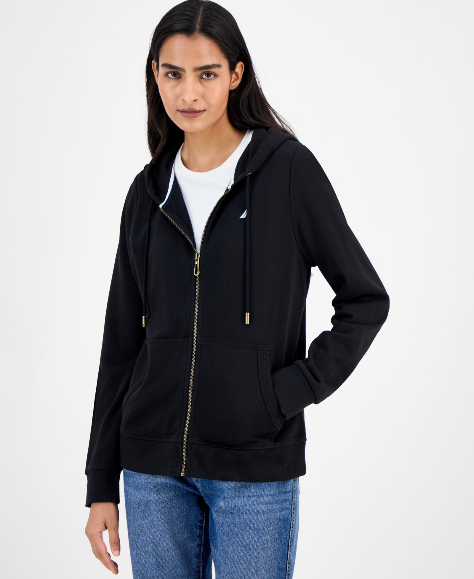 Nautica Женское худи с молнией Solid Zip-Front
