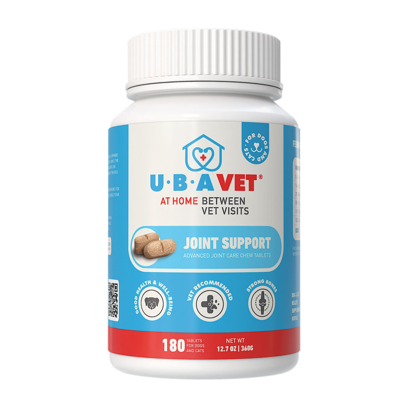 UBAVET Joint Support Advanced Joint Care Chew Tablets for Dogs & Cats (180 ct)