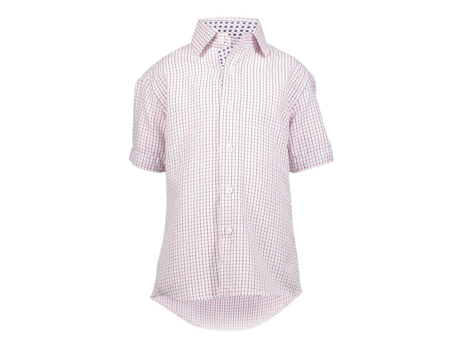 Рубашка Elie Balleh Little Boys Red Short Sleeve Navy Tattersal Slim Fit