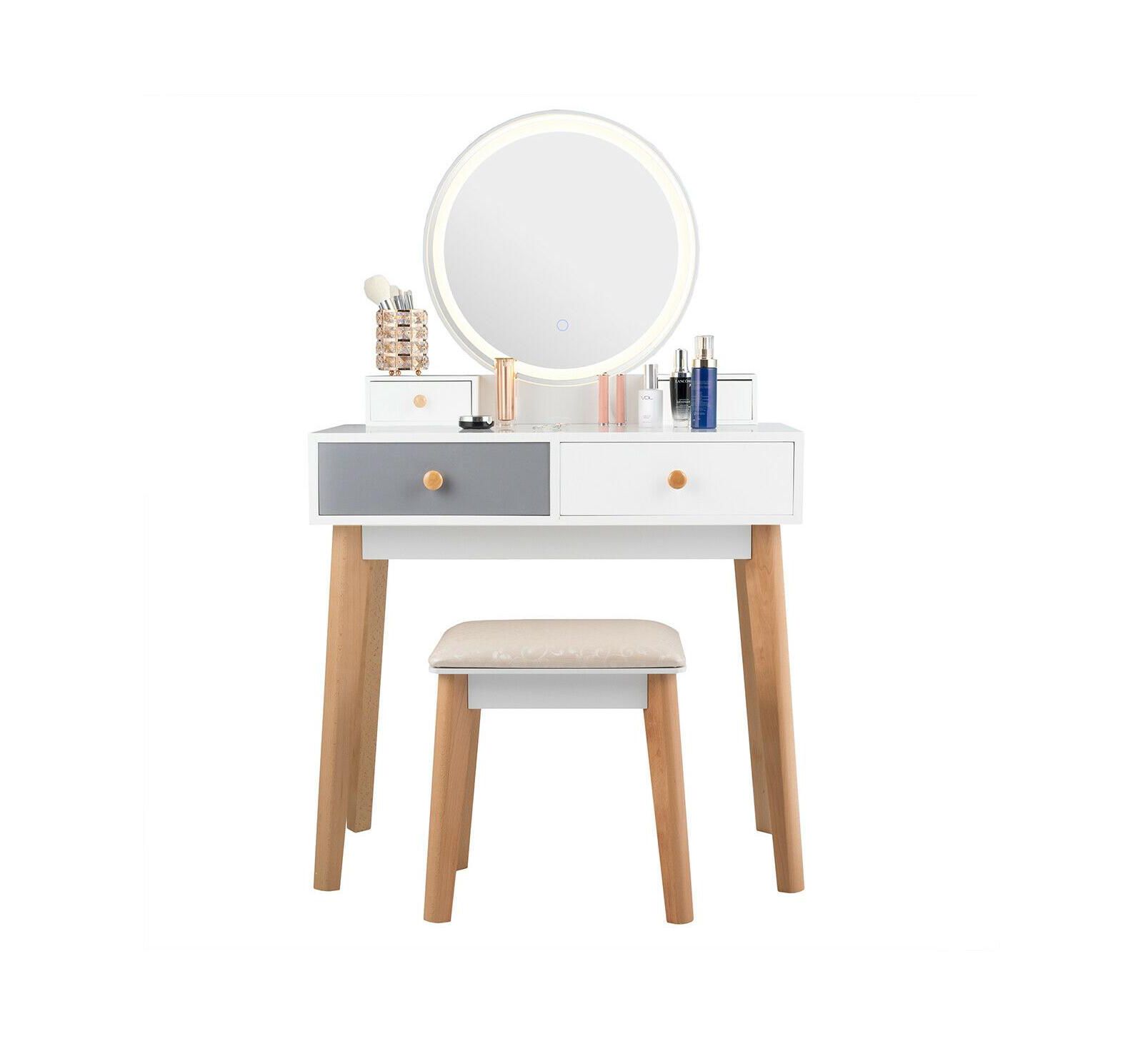 Volenca Makeup Dressing Table with 4 Drawers and Lighted Mirror