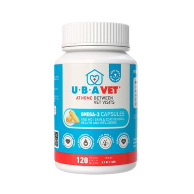 UBAVET Omega-3 Capsules 1000 mg - Skin, Coat & General Health Support for Dogs & Cats (120 ct)