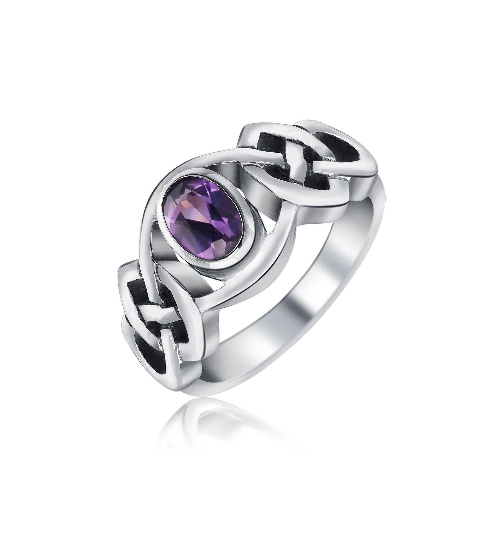 Bling Jewelry Celtic Purple Amethyst Trinity Love Knot Infinity Band Ring Sterling Silver