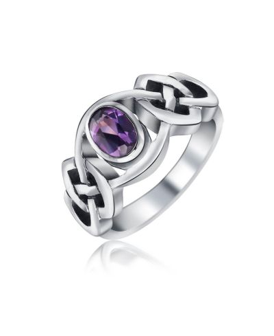 Кольцо Bling Jewelry Celtic Purple Amethyst Trinity Love Knot Infinity Band из Sterling Silver
