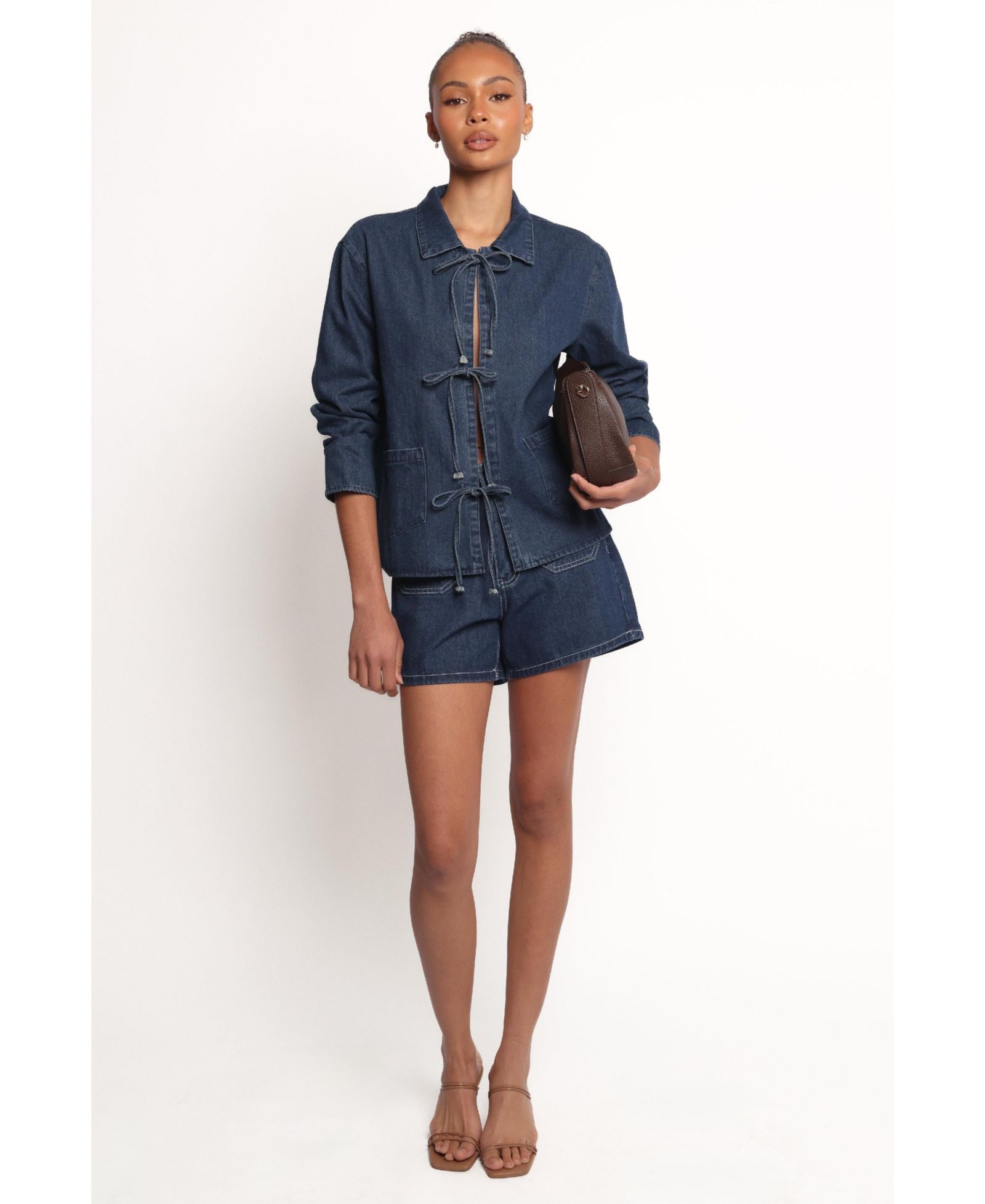 Женская рубашка-шacket Petal and Pup Avon Bow Front Denim