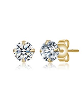 GiGiGirl Minimalist 14K Gold Plated Round Cubic Zirconia Stud Earrings