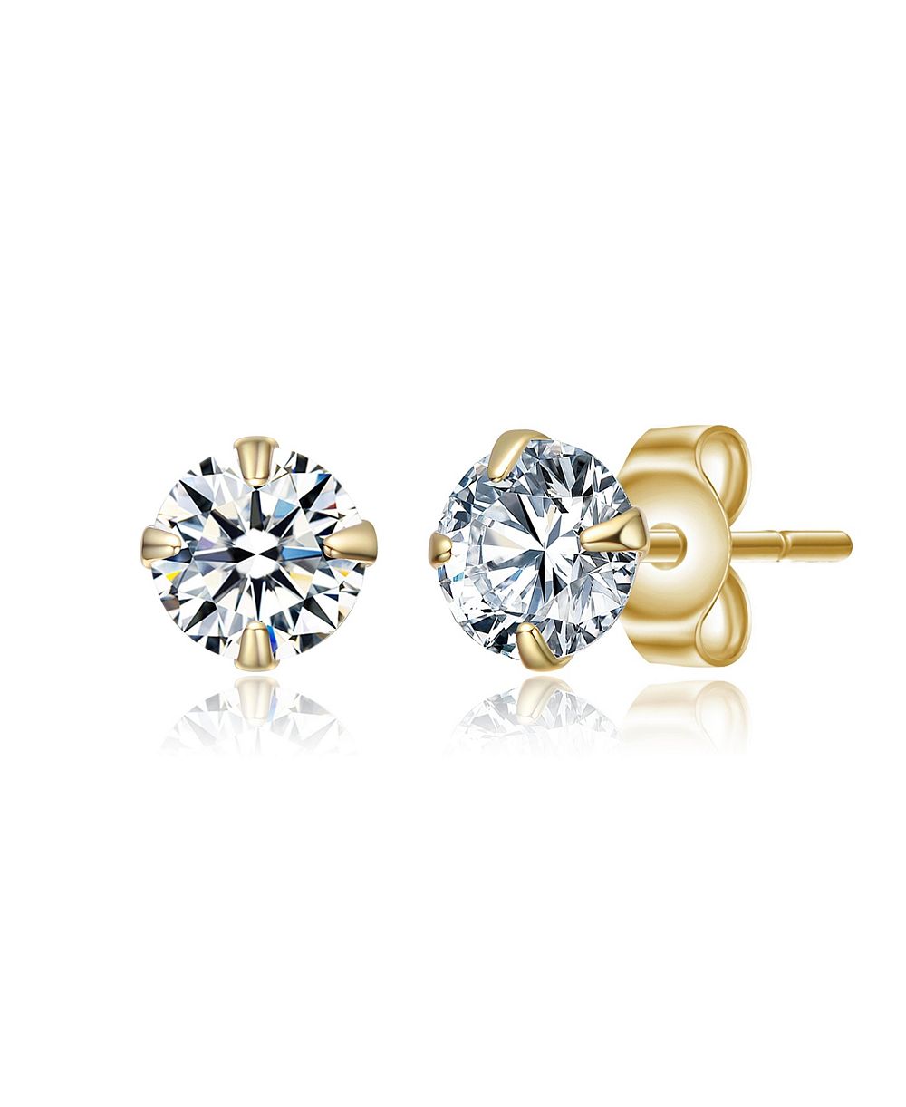 Детские серьги GiGiGirl с позолотой 14K и круглым кубическим цирконием 6MM