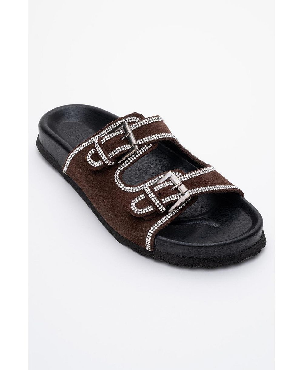 Женские сандалии Forever & Always Shoes Allen Rhinestone Leather Slide