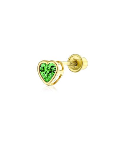 Bling Jewelry серьги-гвоздики с розовым кристаллом CZ Halo Heart, 14K Gold, 4MM