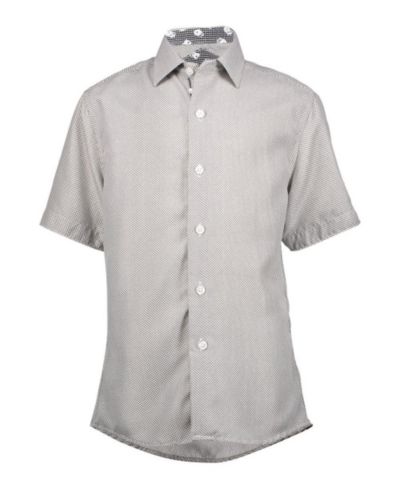 Elie Balleh Детская синяя рубашка с коротким рукавом Micro Houndstooth Slim Fit