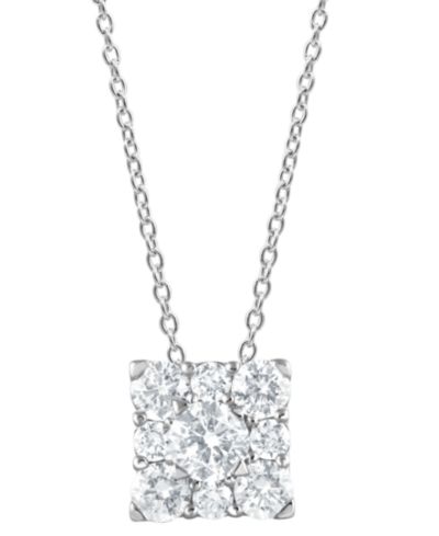 Forever Grown Diamonds Подвеска-кулон Square Cluster из Lab Grown Diamond в Sterling Silver 16" + 2" extender