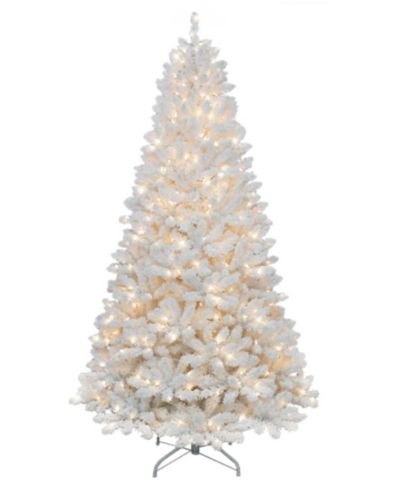 Puleo 7.5 ft. Pre-Lit Flocked Bennington Fir Artificial Christmas Tree