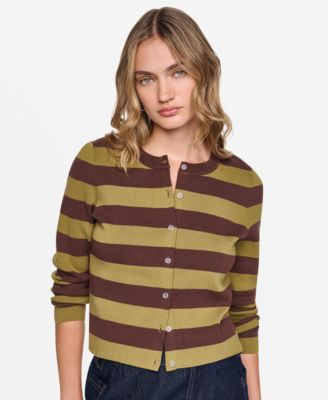 Женский кардиган DKNY Jeans Cropped Stripe Long-Sleeve Crew Neck