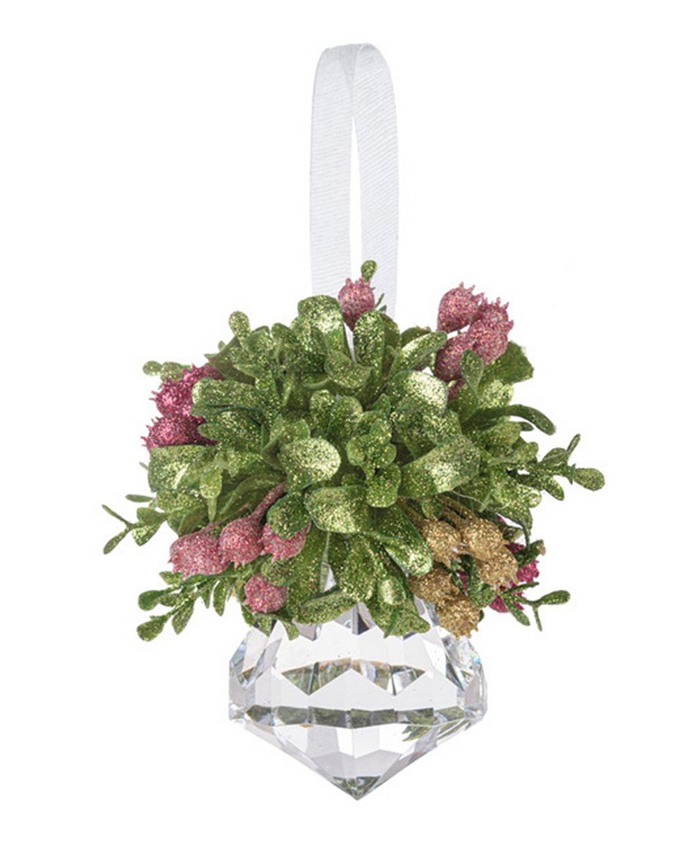 Ganz Kissing Krystals мини-украшение Mistletoe Jewel Ornament - Pretty in Pink