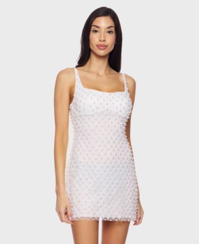Женское платье Alex & Sophia Square Neck Faux Pearl Mesh Bodycon