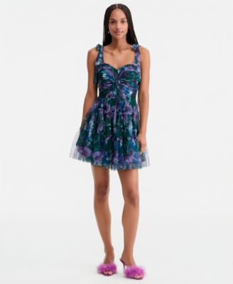 Платье SENI & CADE Juniors' Twisted Printed Mesh Fit & Flare