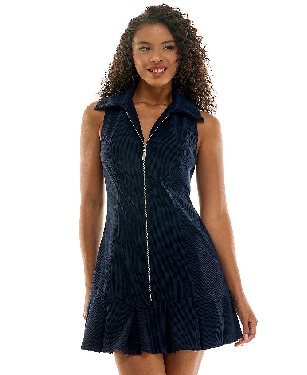 SENI & CADE Juniors' Collared Corduroy Zip Front Dress