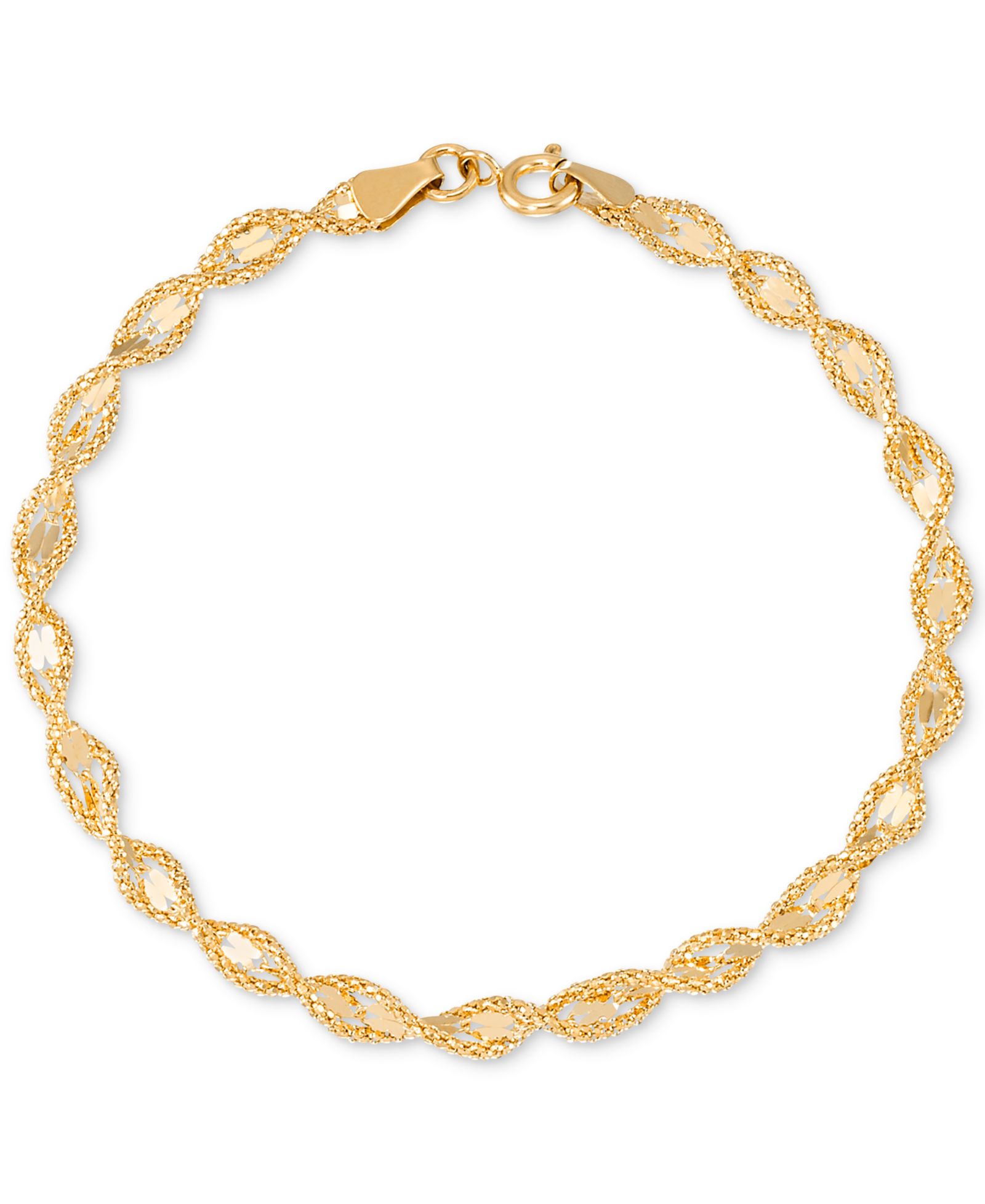 Twist Style Textured Rope Mirror Chain Link Bracelet in 10k Gold