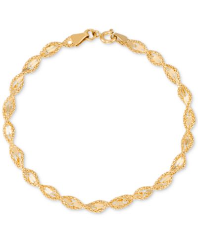 Twist Style Textured Rope Mirror Chain Link Bracelet in 10k Gold