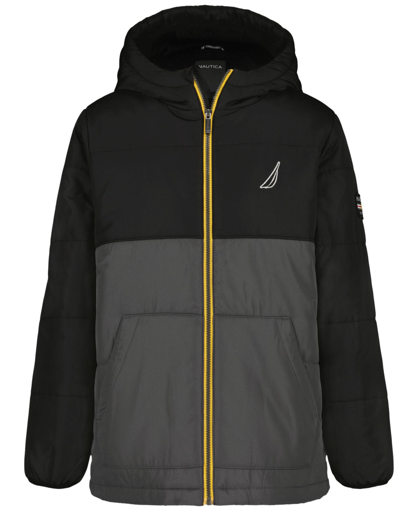 Nautica Boys' 8-20 Color Block Long-Sleeve Puffer Jacket