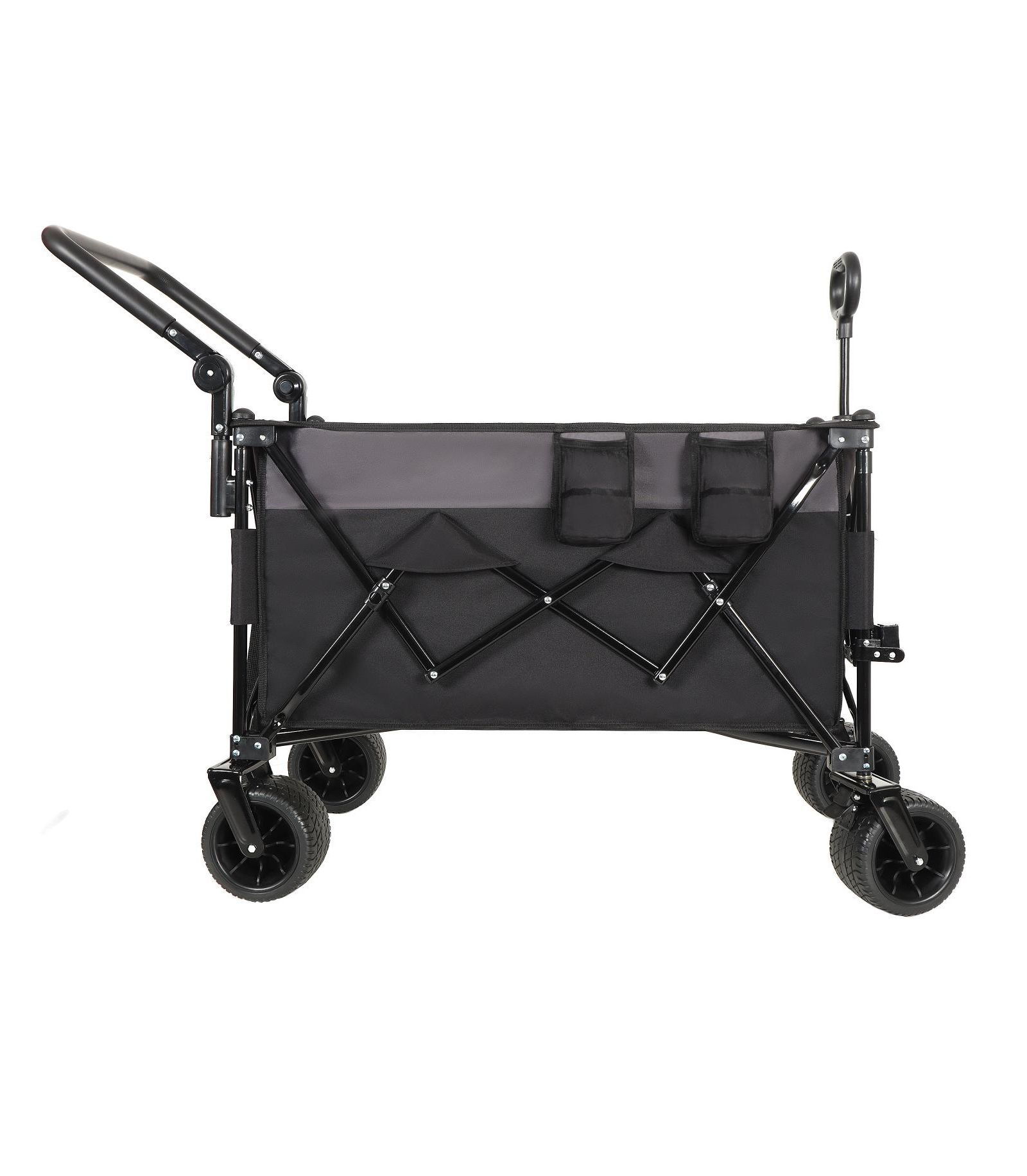 Folding Wagon Cart - Heavy Duty, All-Terrain, Black/Gray
