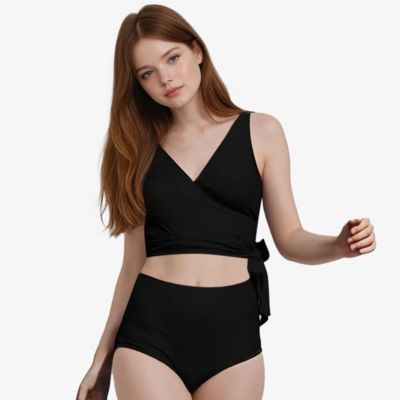 Calypsa Women's Emery 2-Piece Wrap Style Swim Set With Reversible Top and High-Waisted Bottom