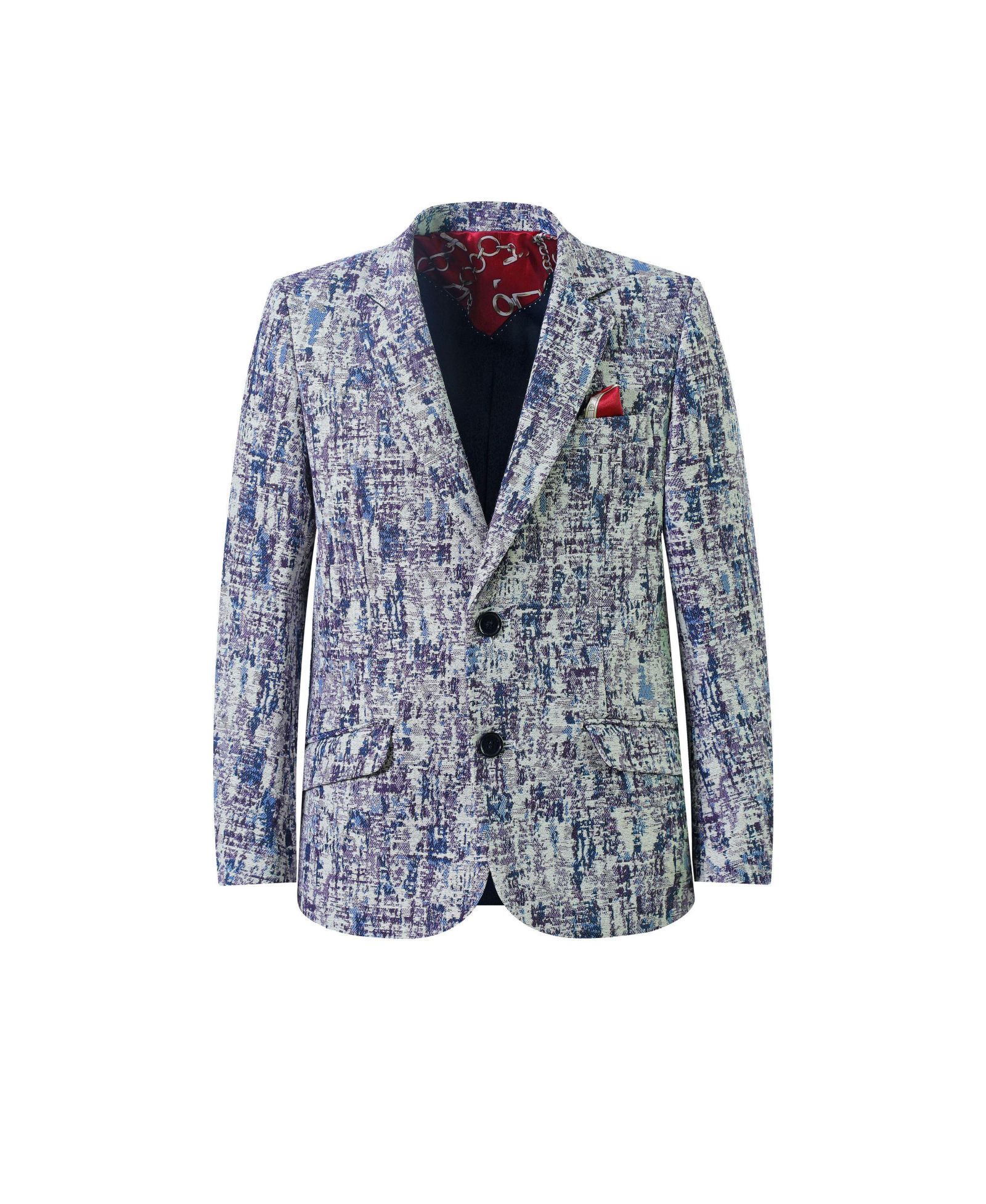 Elie Balleh Boys Blue Paint Splash Brocade Jacket