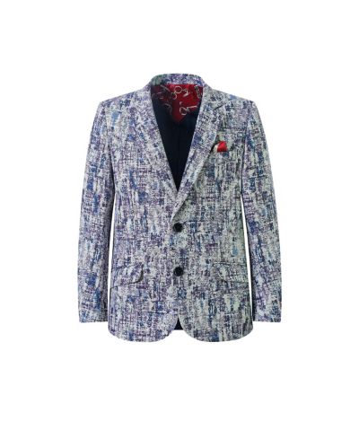 Elie Balleh Boys Blue Paint Splash Brocade Jacket