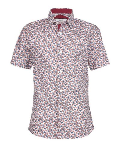 Elie Balleh Big Boys White Short Sleeve Navy Paisley Slim Fit Shirt