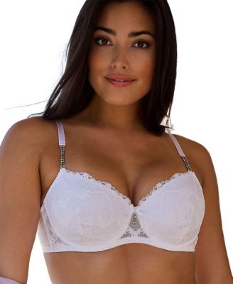 LASCANA Women's Rhinestone Lace Underwire Push-Up Bra