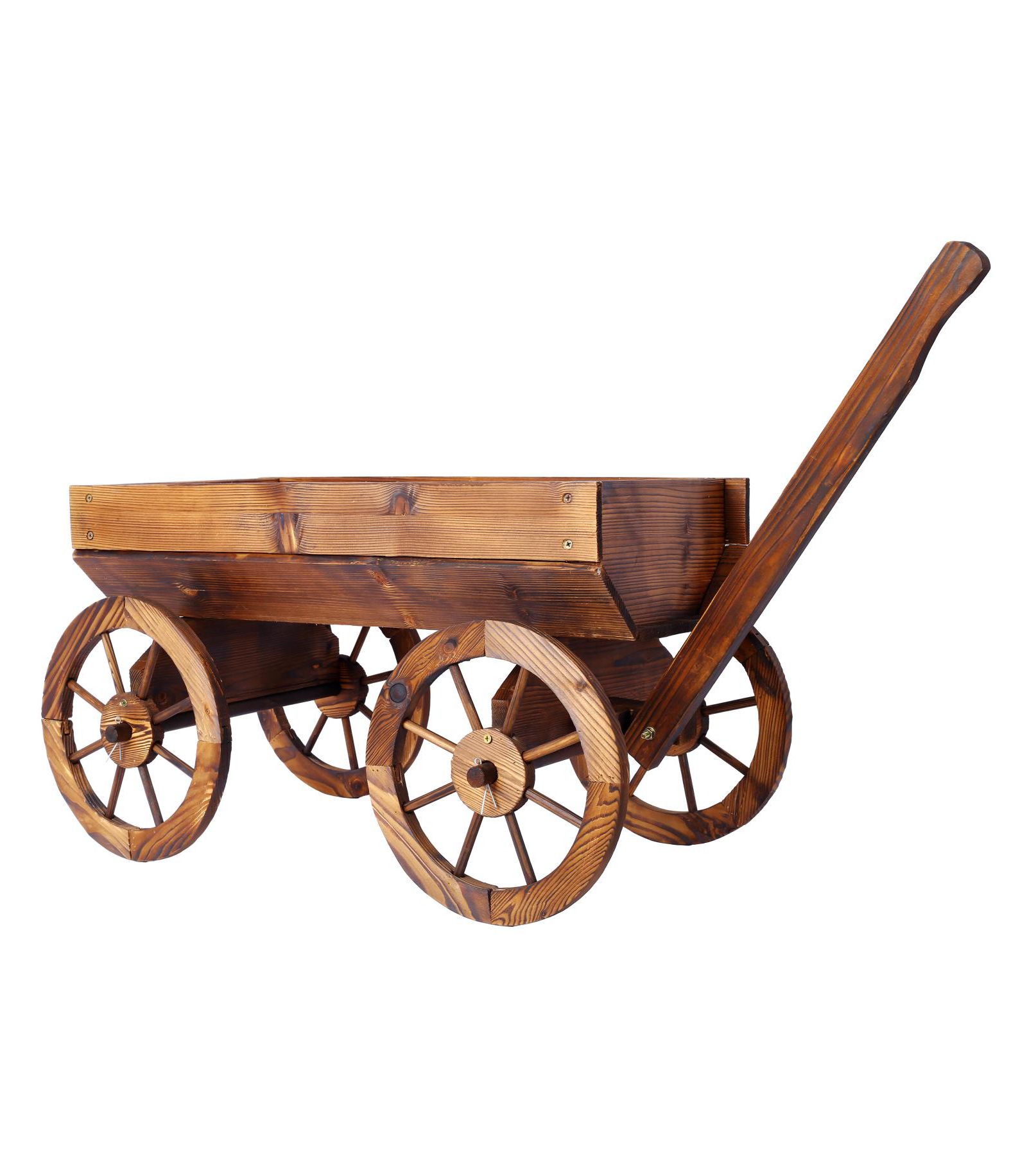 Wood Wagon Flower Planter Pot Stand W/Wheels Home Garden Outdoor Decor