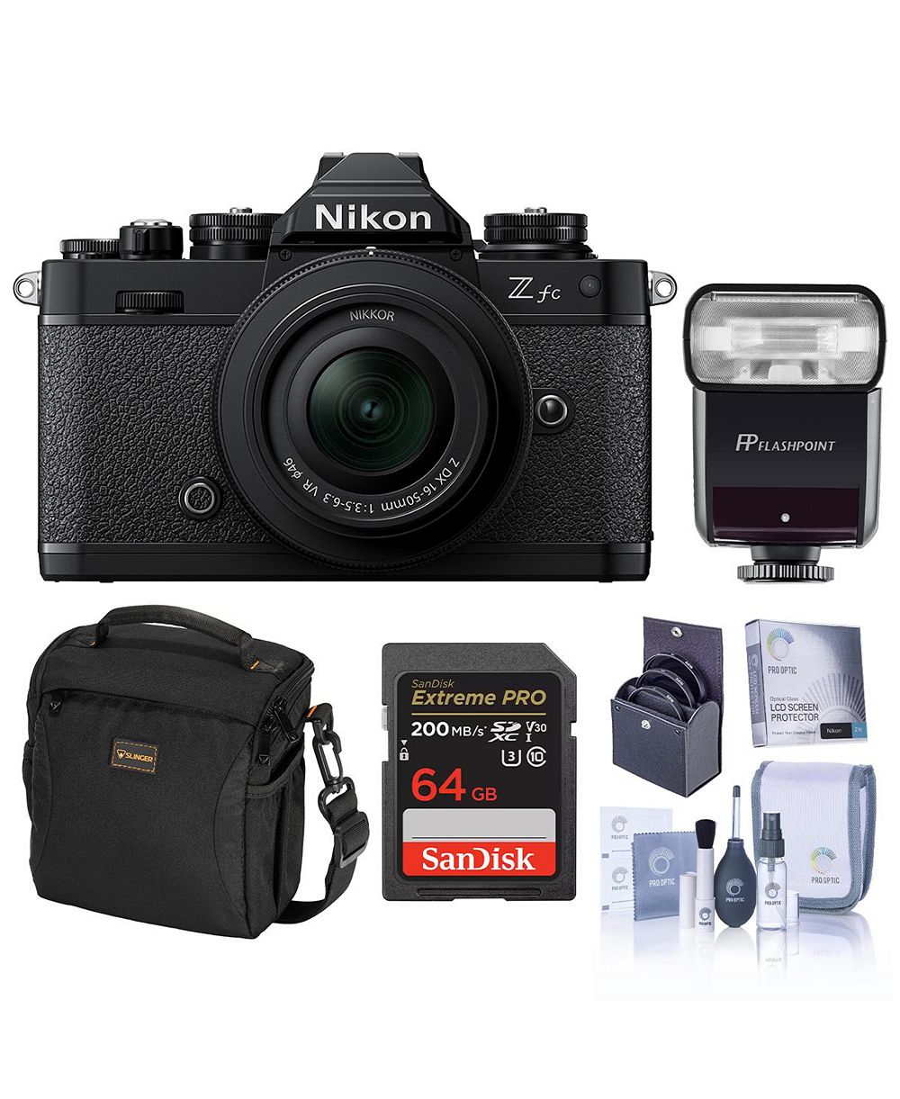 Nikon Z fc DX-Format Mirrorless Camera with NIKKOR Z DX 16-50mm f/3.5-6.3 VR Lens, Blkwith Zoom-Mini TTL, Candisk PRO 64GB, Alpine 140