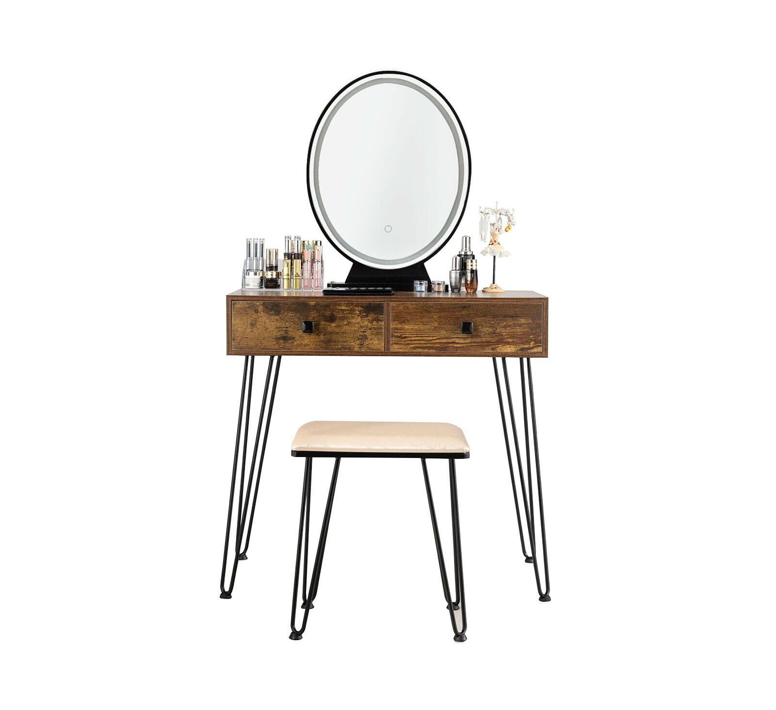 Volenca Industrial Makeup Dressing Table with 3 Lighting Modes
