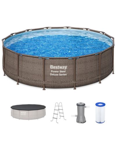 Наземный уличный бассейн Bestway Power Steel 14' x 42" с насосом