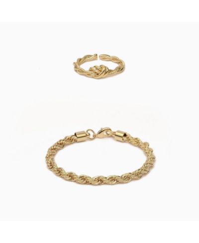 Набор браслета и кольца Intertwined Rope Statement