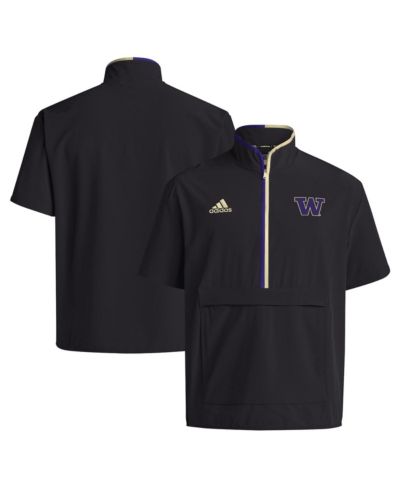 Мужская куртка adidas Black Washington Huskies 2024 Coaches Sideline Half-Zip Short Sleeve